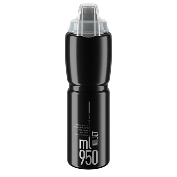 Juomapullo Elite Jet Plus 950 ml - musta suojakorkilla