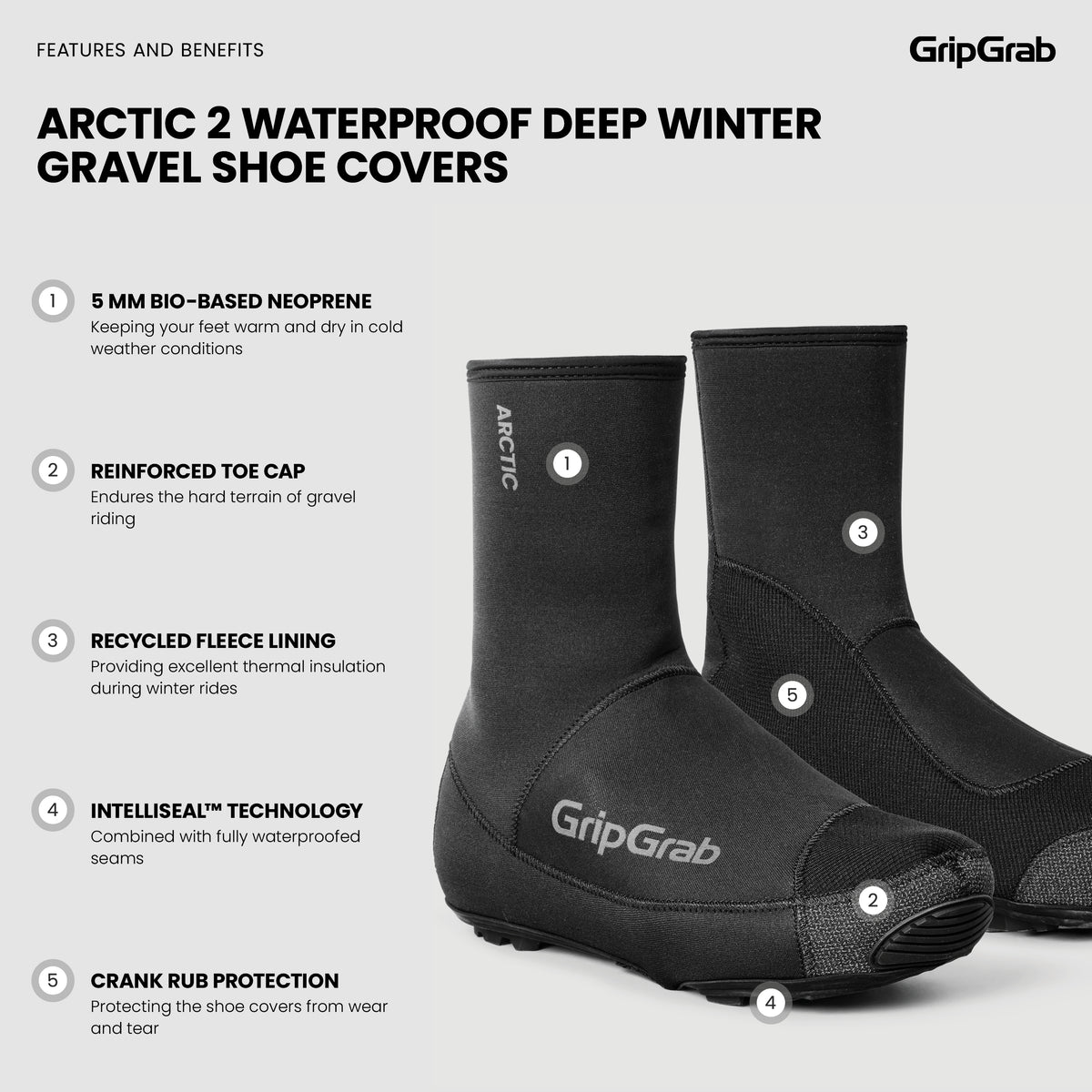 GripGrab Arctic 2 Waterproof Deep Winter Gravel Shoe Covers - kengänsuojat talveen