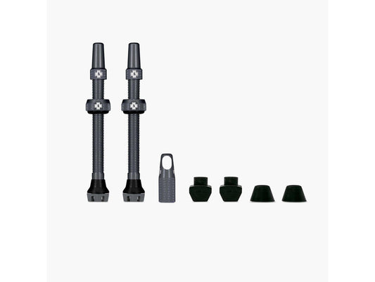 MUC-OFF Tubeless Valve Kit V. 2.0 60 mm - harmaa tubeless-venttiilipari