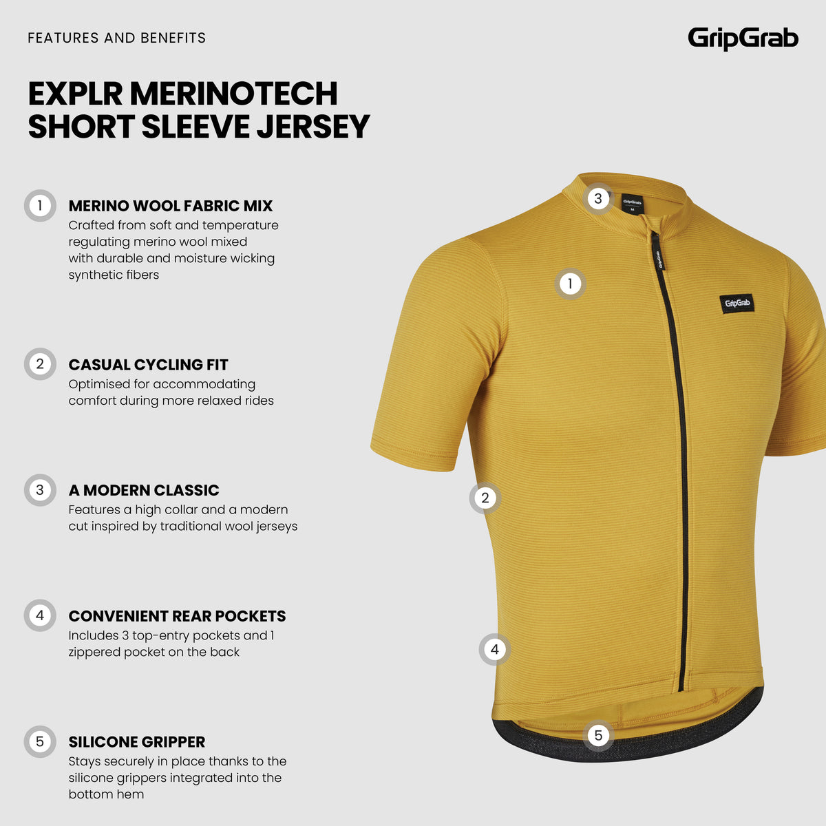 GripGrab EXPLR Merinotech Short Sleeve Jersey - merinosekoite pyöräilypaita