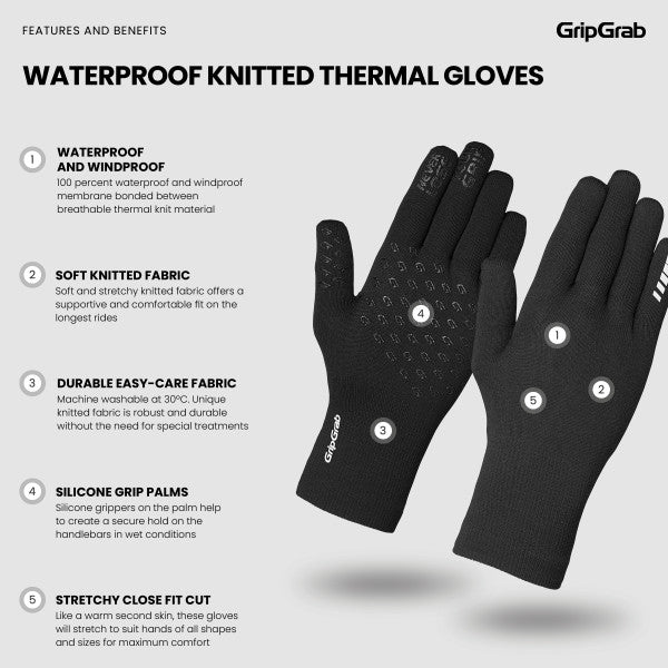 GripGrab Waterproof Knitted Winter Gloves - vedenpitävät hanskat