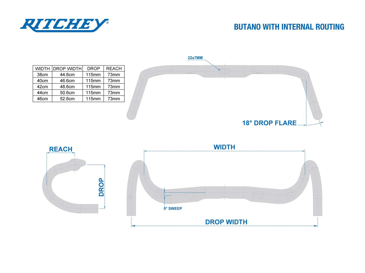 RITCHEY COMP BUTANO V2 ROAD ohjaustanko, 31.8, 115X73MM, 5°/18°, sis. kaapelinvienti
