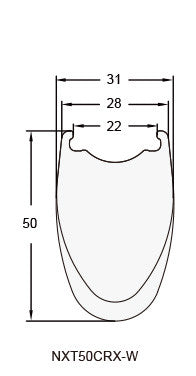 Nextie NXT50CRX-W hiilikuitukehä Wave 50mm